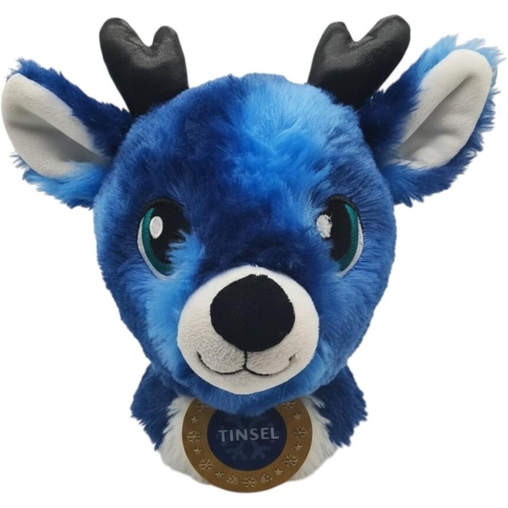 Build-A-Bear Merry Mission Tinsel Blue Reindeer Plush Stuffed Animal Medallion